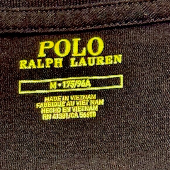 * SOLD * Polo Ralph Lauren Mens Size M Black Long Sleeve T-Shirt With Red Pony - Picture 2 of 7
